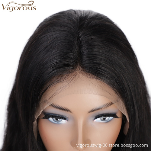 Vigorous High Quality Lace Frontal Human hair Wigs Long Water Wavy Black Middle Part Wigs Women 26 Inches Wigs